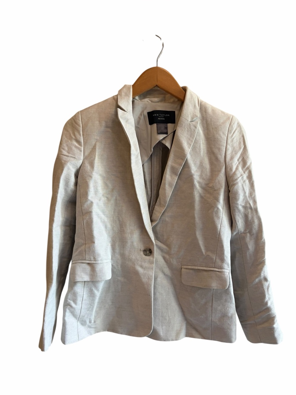 Ann Taylor Factory Beige One Button Blazer